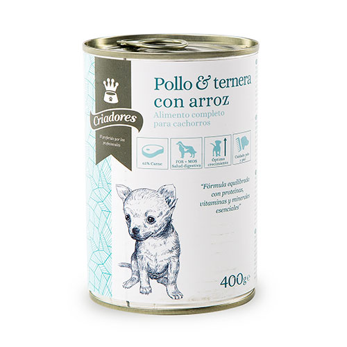 Criadores Pollo y Ternera lata para cachorros