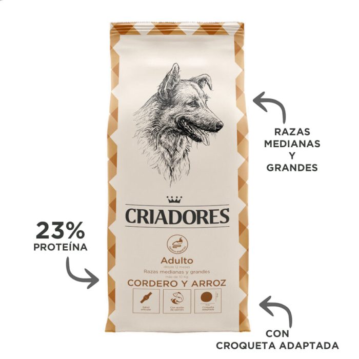 Criadores Adulto Cordero y Arroz pienso para perros de razas mediana y grande - Imagen 4