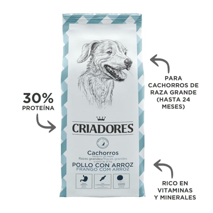 Criadores Pollo y Arroz pienso para cachorros de razas grandes - Imagen 3