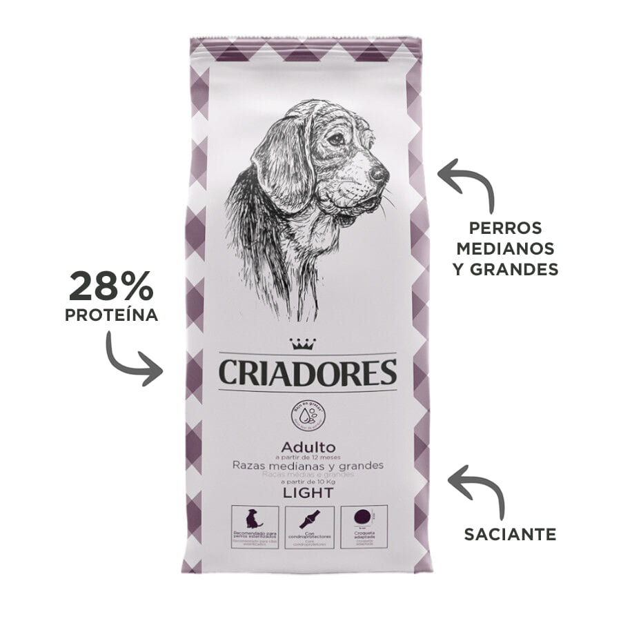 Criadores Adulto Light pienso para perros de raza grande y mediana